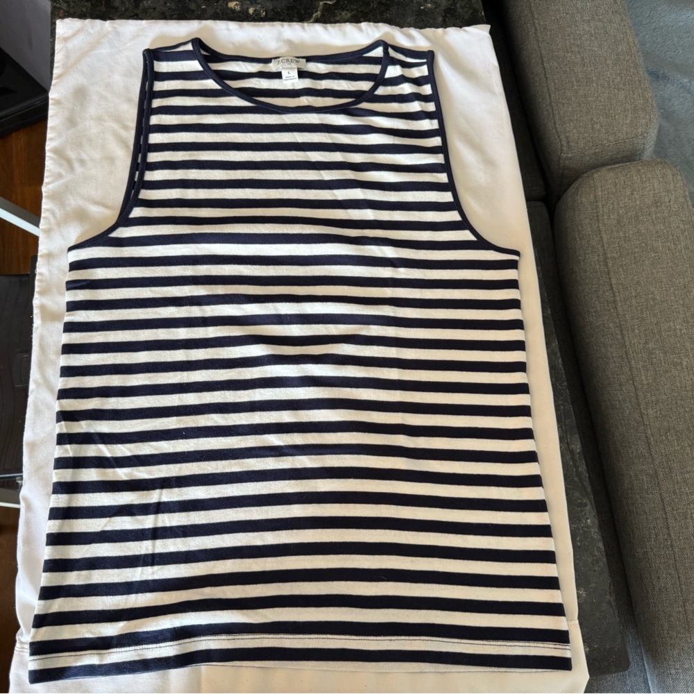 Navy & White Striped J. Crew Tank – Classic Summer Staple (L)